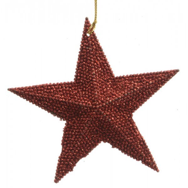 Χριστουγεννιάτικο Κρεμαστό Κόκκινο Αστέρι, με Στρας (8cm)